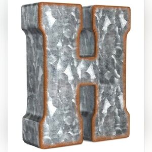 Gray Silver Premium Galvanized Metal 3D Letter H